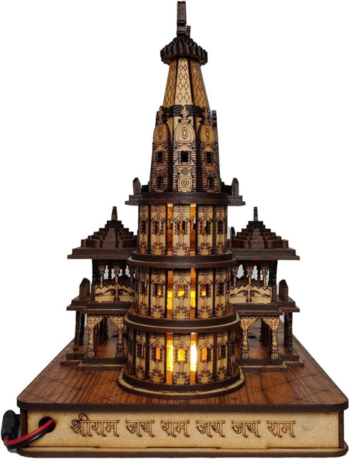 Shri Ram Mandir Ayodhya 3D Decorative Showpiece with Multicolor Lights